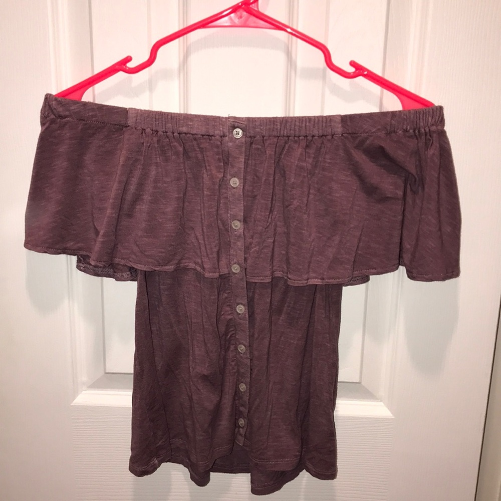 Purple American Eagle Off-Should Shirt